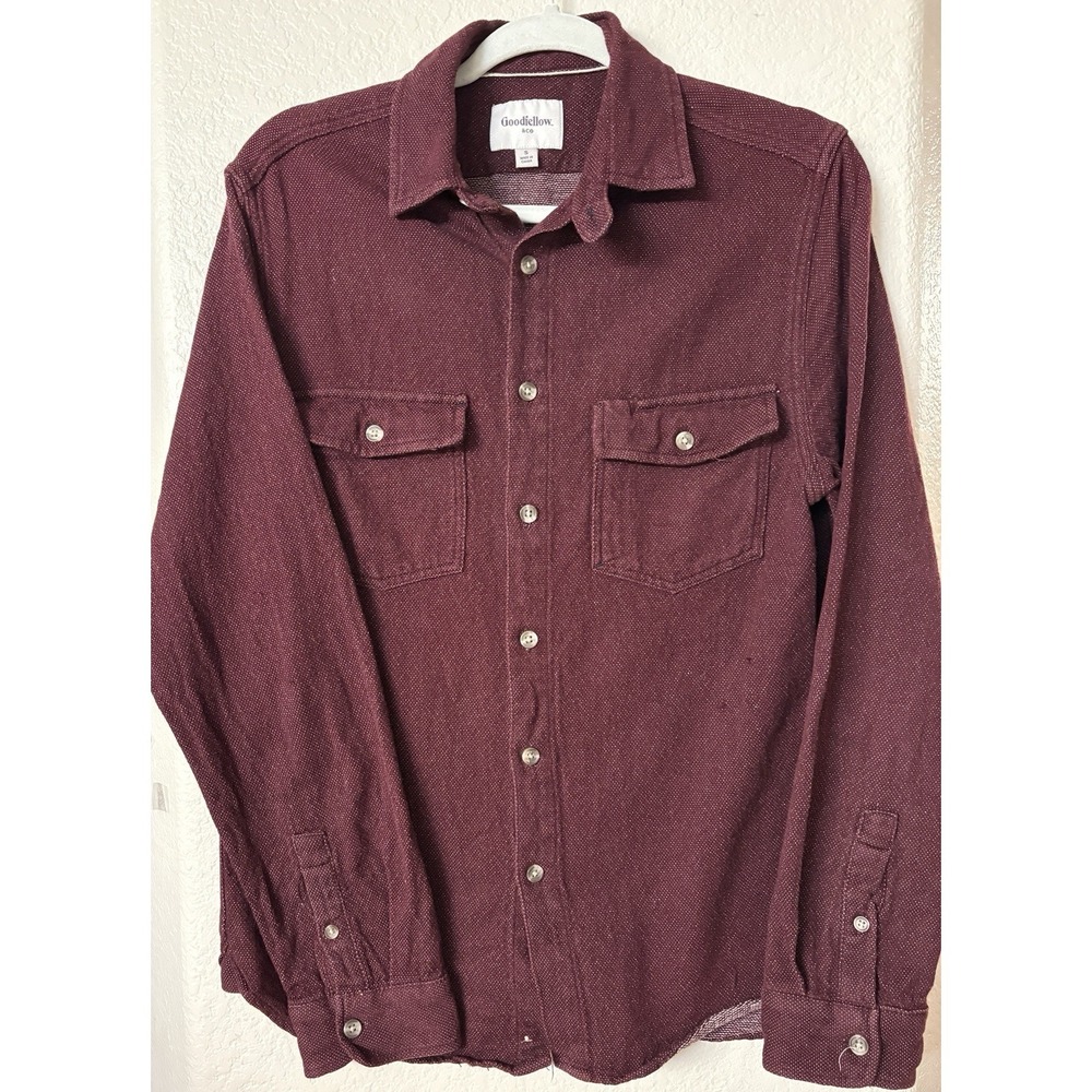 Goodfellow Burgandy Midweight Flannel Button Down Shirt